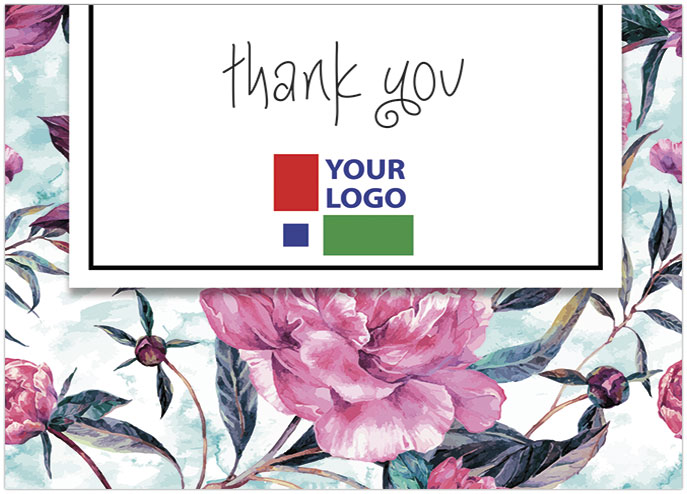 Floral Logo Thank You Card D8047D-V