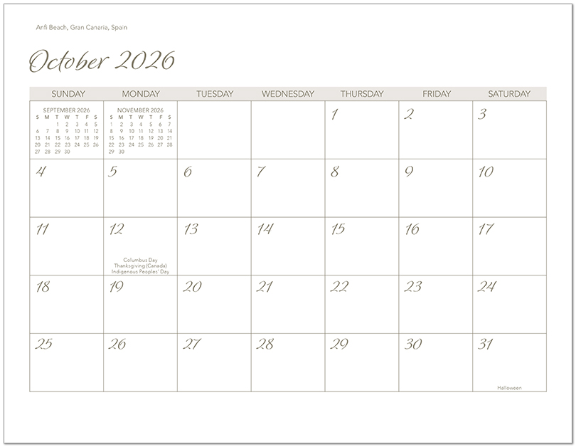 Scenic Beaches Wall Calendar DWM1426