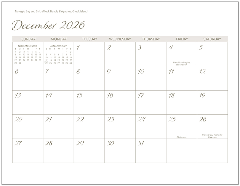 Scenic Beaches Wall Calendar DWM1426