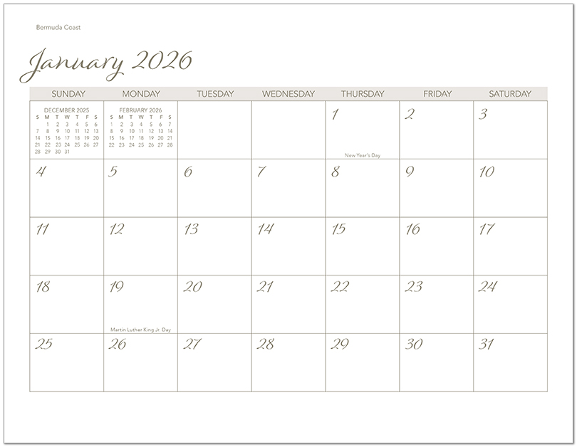 Scenic Beaches Wall Calendar DWM1426