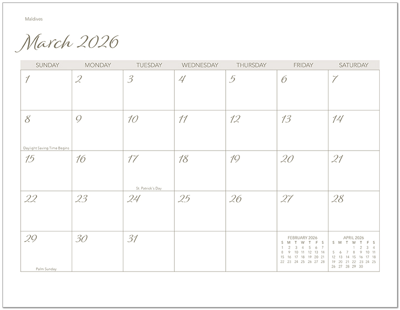 Scenic Beaches Wall Calendar DWM1426