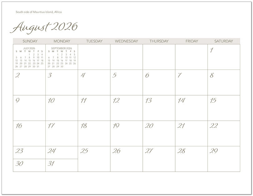 Scenic Beaches Wall Calendar DWM1426