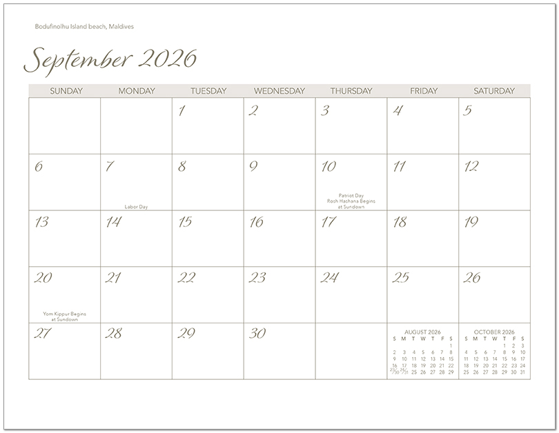 Scenic Beaches Wall Calendar DWM1426