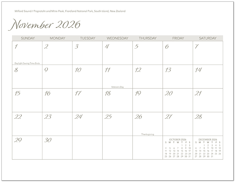 Scenic Seasons Wall Calendar DWP1126