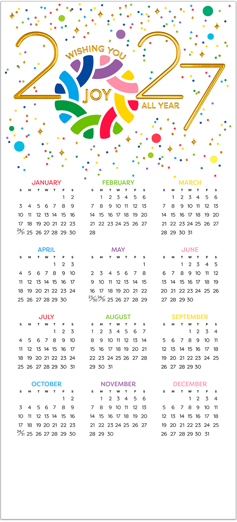 Joy All Year Foil Calendar Card C3474U-AAA