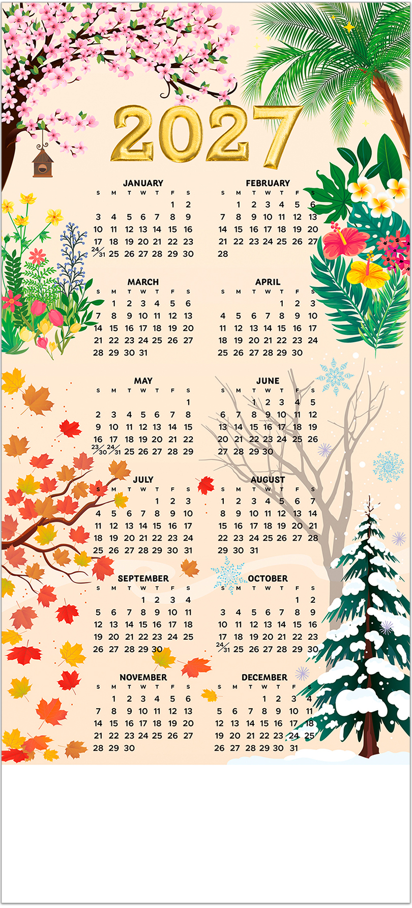 Seasons of Happiness Foil Calendar Card C3475U-AAA