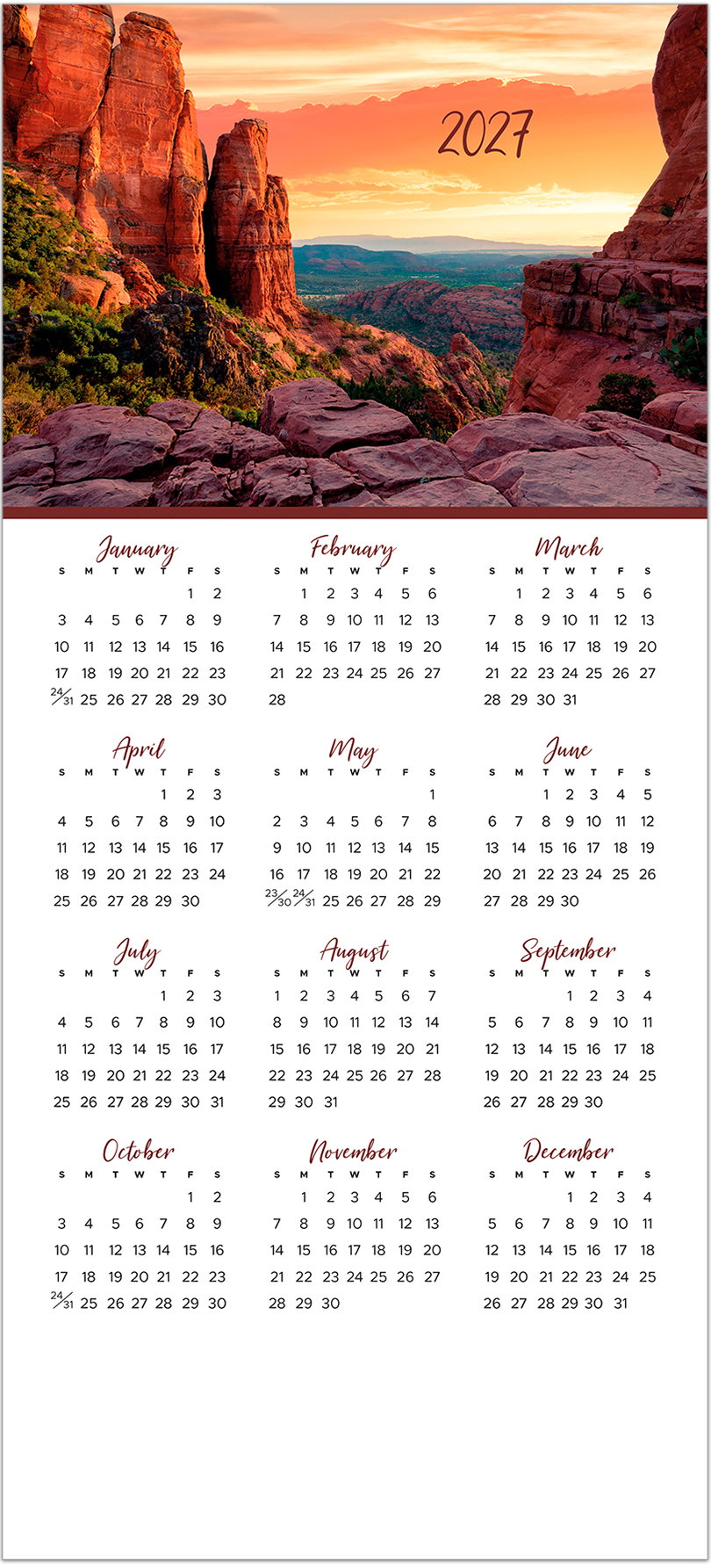 Sedona Sunset Calendar Card C3481U-AA