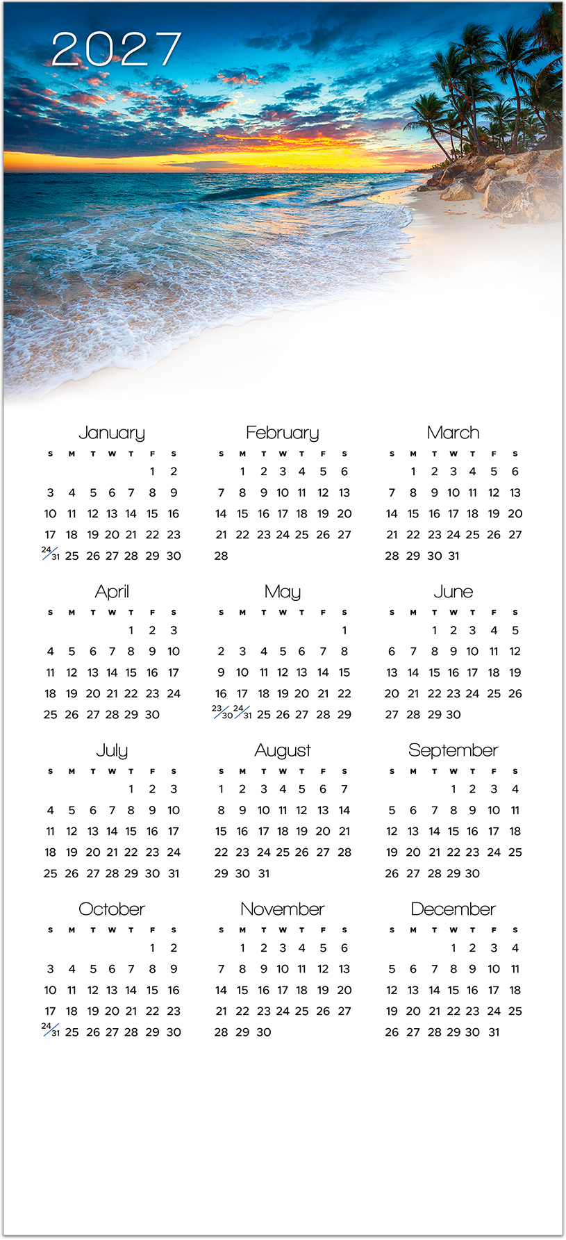 Sunrise Beach Logo Calendar Card D3499U-4A