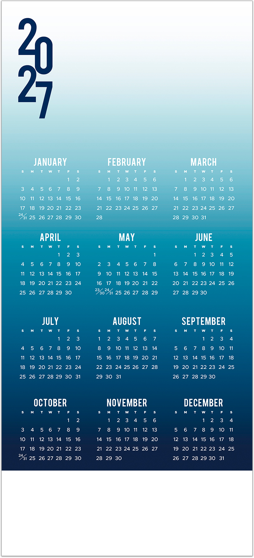 Shades of Blue Logo Calendar Card D3500U-4A