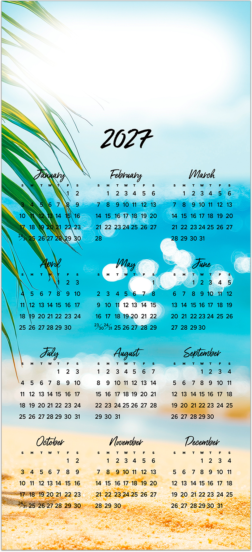 Sparkling Waters Logo Top Calendar Card D3503U-4A