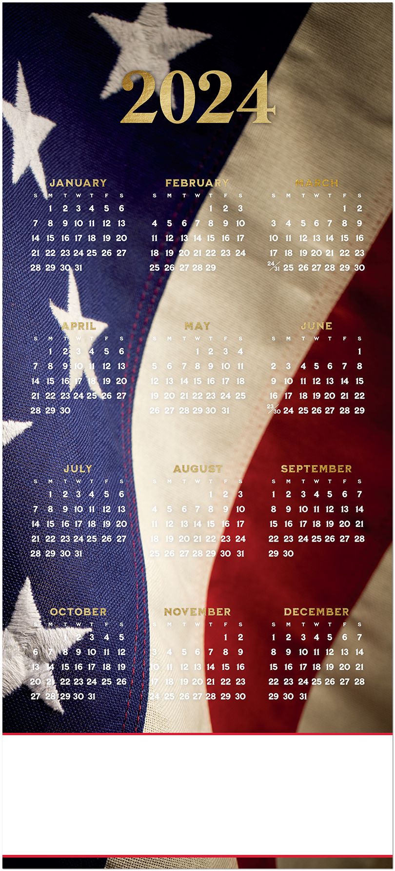 Old Glory Calendar Card C2580U-AA
