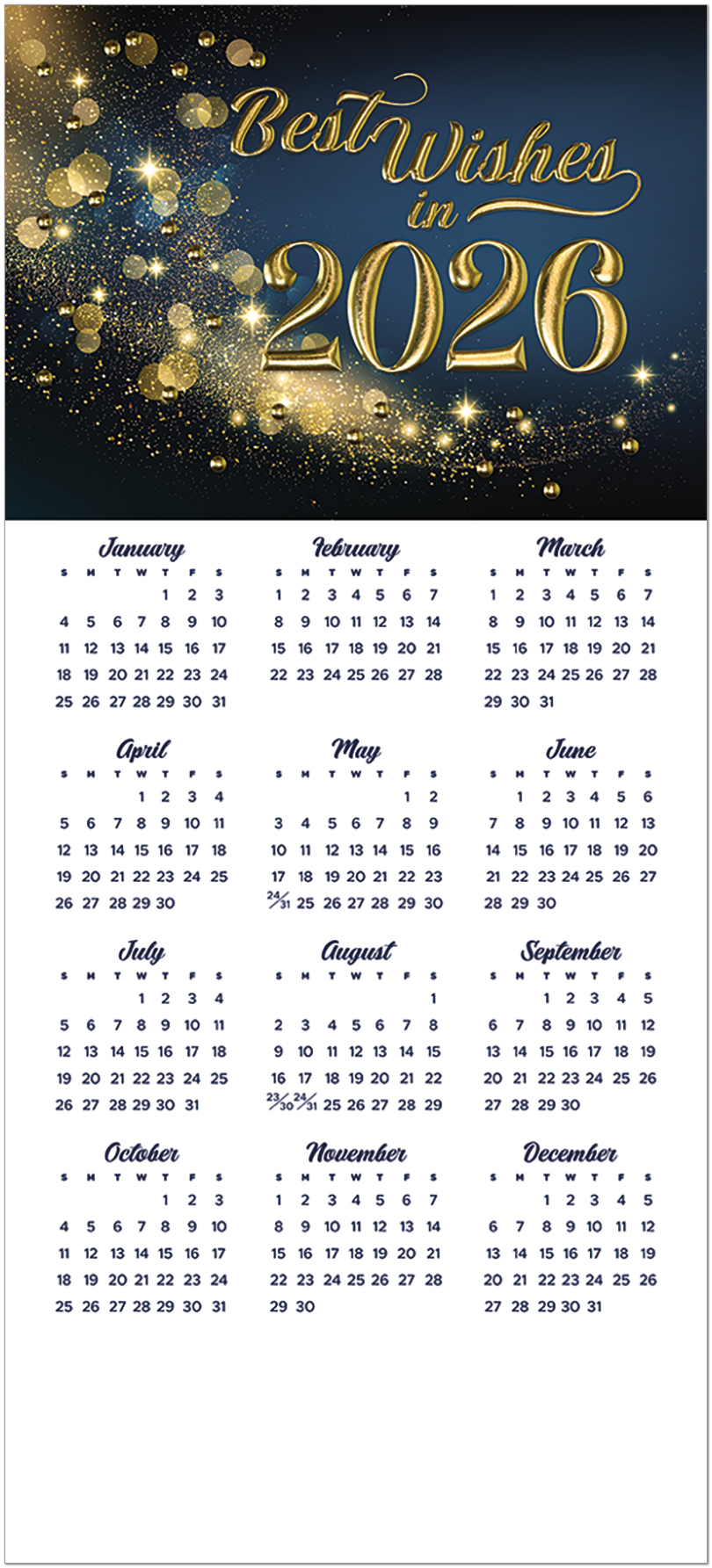 Bright Wishes Foil Calendar Card C2989U-AAA