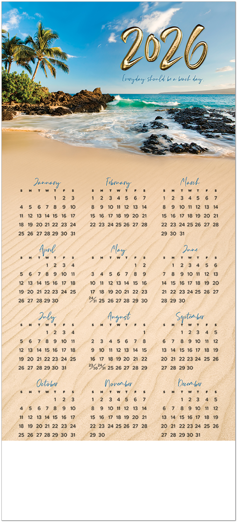 Beach Day Foil Calendar Card C2991U-AAA