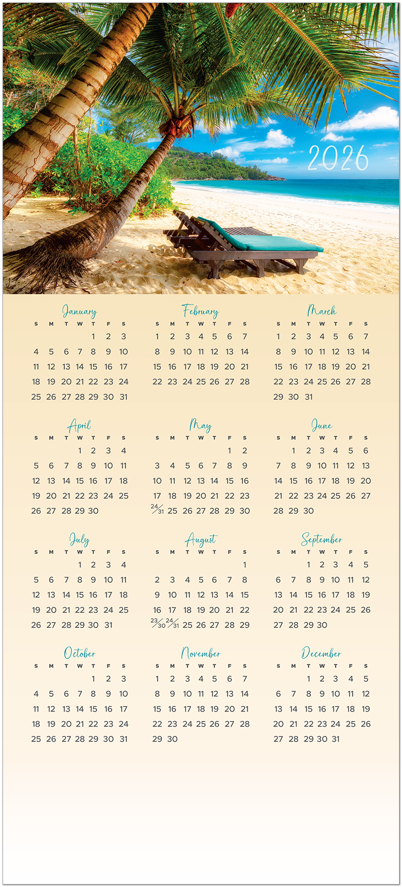 Tropical Oasis Calendar Card C2997U-AA