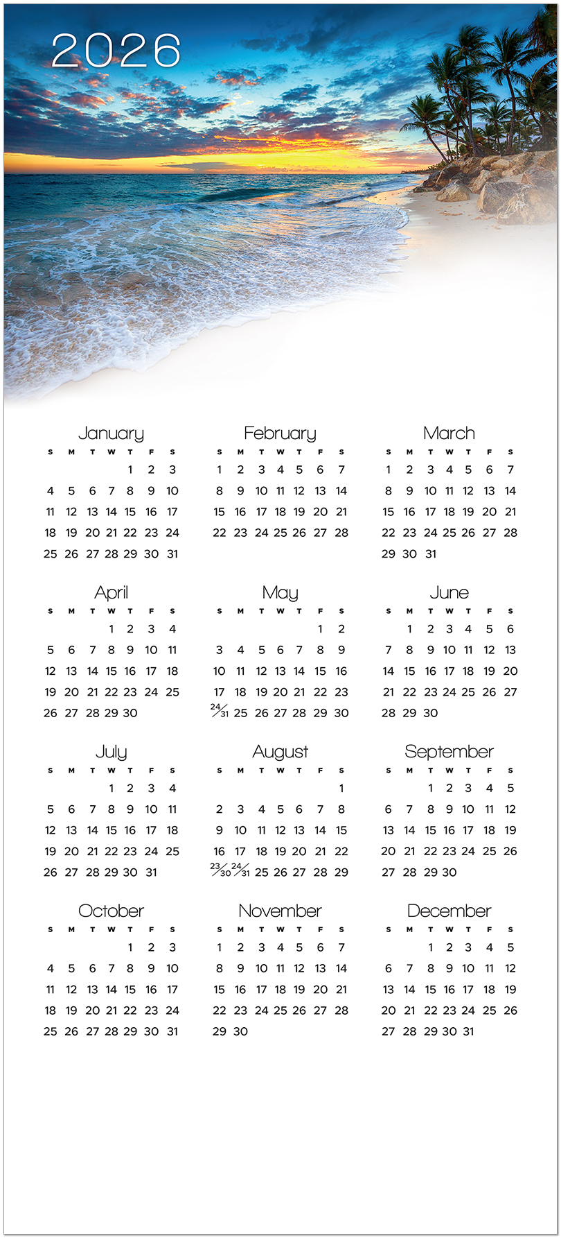 Shades of Blue Logo Calendar Card D3306U-4A