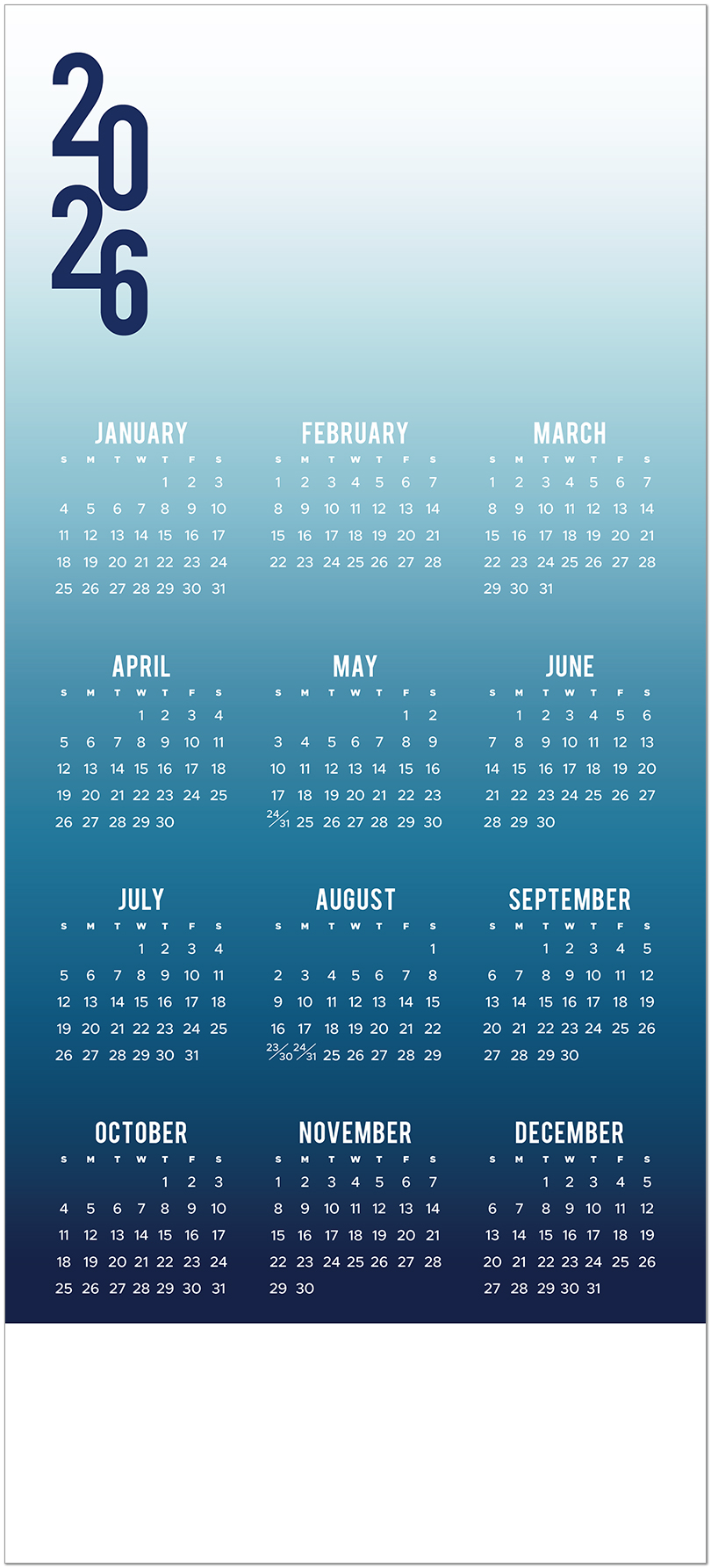 Shades of Blue Logo Calendar Card D3306U-4A