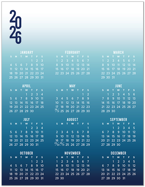 Shades of Blue Magnetic Promo Calendar D3319Q-4B