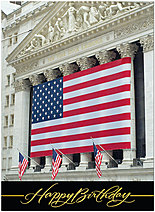 Warm wishes for a wonderful birthday and a year of good health, happiness and success. Patriotic Wall Street Birthday Card A2040U-X