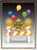 Caution Birthday Card A3037U-Y