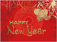 Fireworks Chinese New Year Card A6057U-X