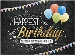 Happiest Birthday Card A7008G-W