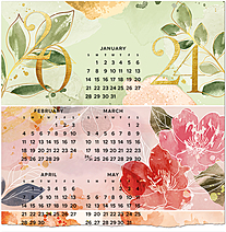Watercolor Seasons Foil Calendar Card C2588U-AAA