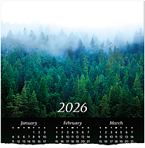Misty Evergreens Logo Calendar Card D3307U-4A